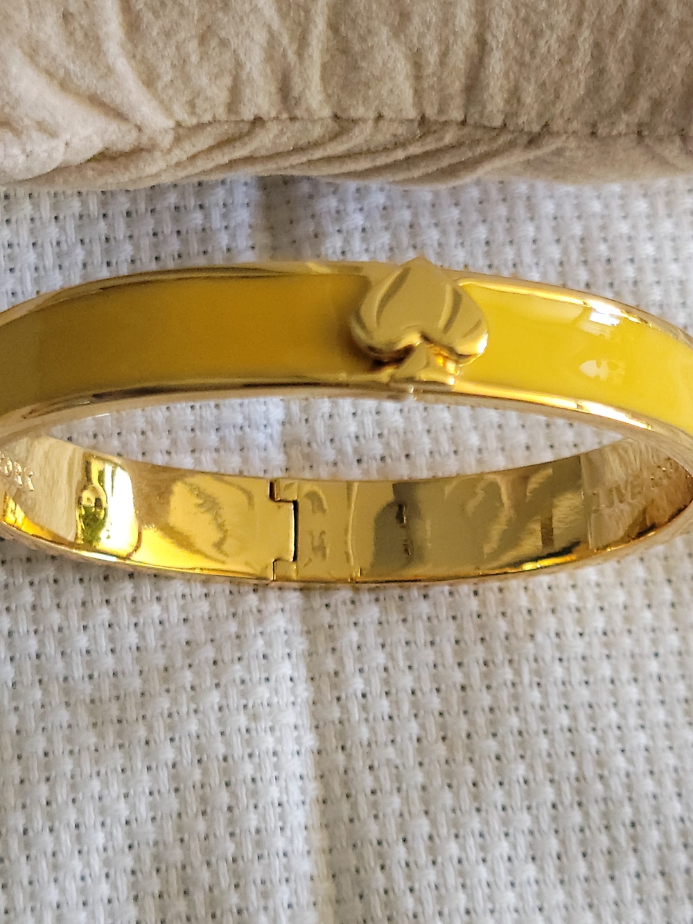 kate spade Gold-Tone Yellow Enamel Heart Bangle Bracelet